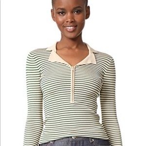 Ganni Striped Zip Up Sweater sz S